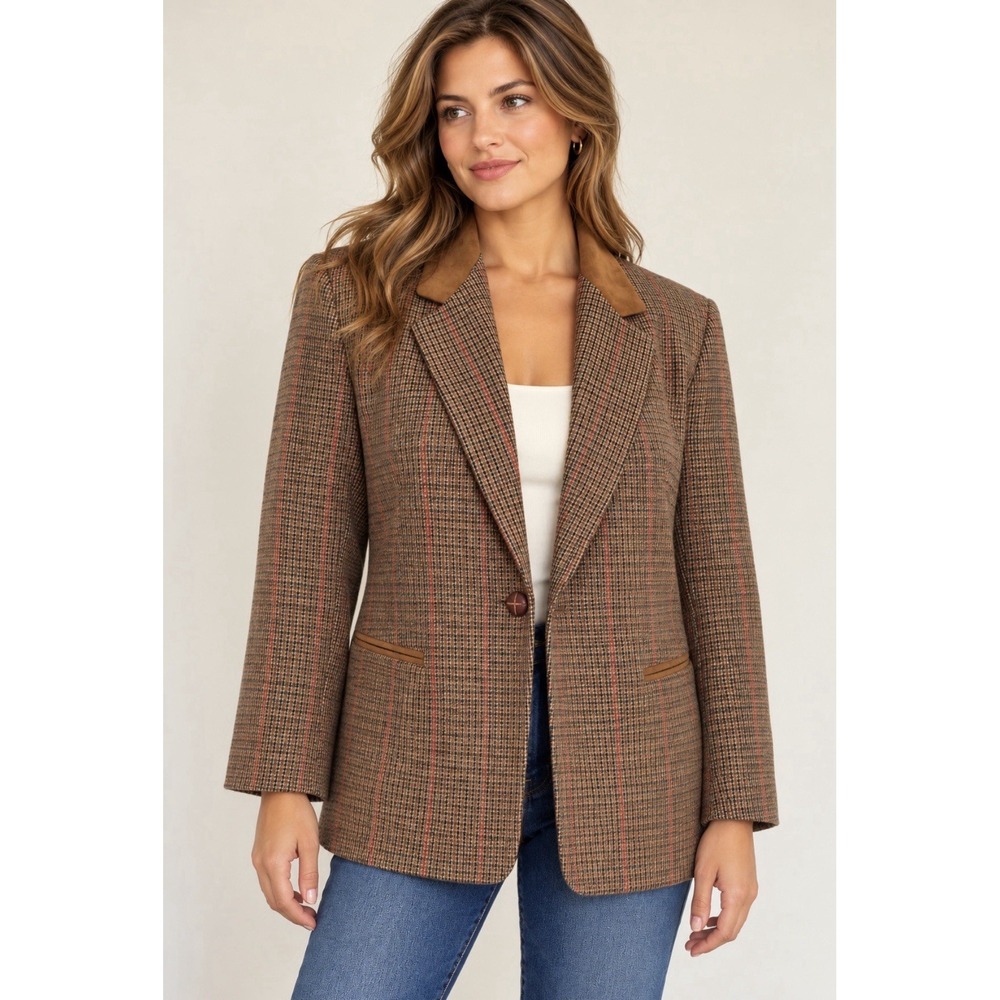 Vintage Dumas Tweed Jacket Blazer 10P Academia Equestrian Heritage Made In USA